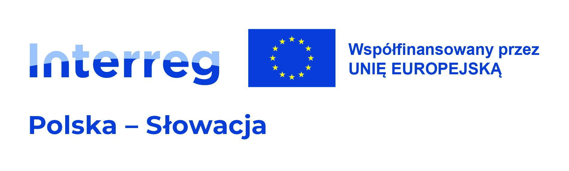 Logo programu Interreg Polska-Słowacja, flaga UE i napis "Współfinansowany przez UNIĘ EUROPEJSKĄ" oraz "Polska - Słowacja".